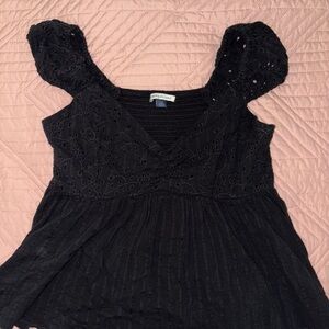 American Eagle Outfitters Black Eyelet Blouse